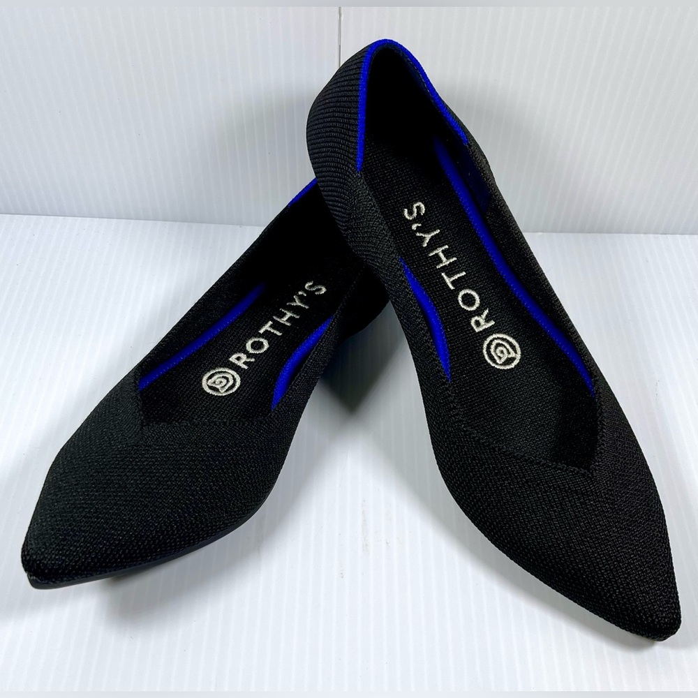 Rothys - The Point Flats - Black Solid - Size 6.5 Like New